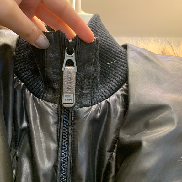 Rudsak Down Coat with leather and fur trim - Picture 9 of 14